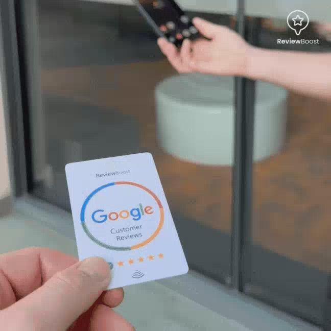 ReviewBoost NFC Google Review Card in Action - Watch how our NFC-enabled review card allows customers to leave reviews in just 3 seconds!